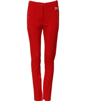 Dolce & Gabbana Red Mid Waist Slim Fit Pants