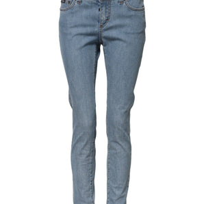 Dolce & Gabbana Blue Cotton PRETTY MidWaist Skinny Denim Jeans