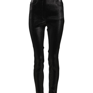 Dolce & Gabbana Black Cotton Stretch Lurex Thread Skinny Pants