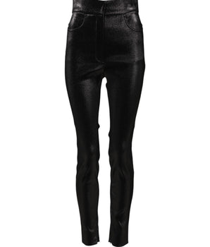 Dolce & Gabbana Black Cotton Stretch Lurex Thread Skinny Pants