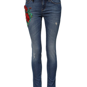 Dolce & Gabbana Blue Cotton Low Waist Skinny Denim Jeans