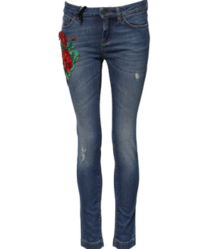 Dolce & Gabbana Blue Cotton Low Waist Skinny Denim Jeans