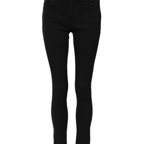 Dolce & Gabbana Black Cotton Mid Waist Skinny Denim Jeans