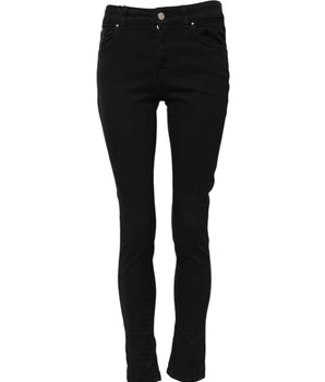 Dolce & Gabbana Black Cotton Skinny Mid Waist Denim Jeans