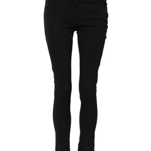Dolce & Gabbana Black Cotton Skinny Mid Waist Denim Jeans