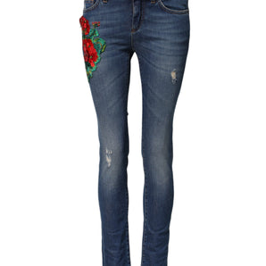 Dolce & Gabbana Blue Cotton Low Waist Skinny Denim Jeans