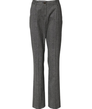 Dolce & Gabbana Gray Checkered High Waist Flared Pants