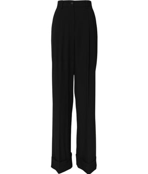 Dolce & Gabbana Black Wool High Waist Formal Pants