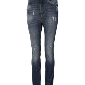 Dolce & Gabbana Blue Cotton HighWaist Skinny Denim Jeans