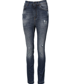 Dolce & Gabbana Blue Cotton HighWaist Skinny Denim Jeans