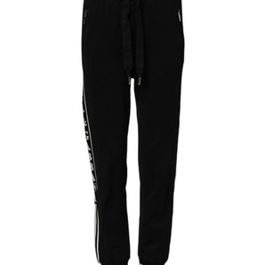 Dolce & Gabbana Black Cotton Jogger Logo Waist Pants