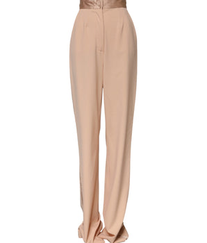 Dolce & Gabbana Beige Polyester Mid Waist Tapered Pants
