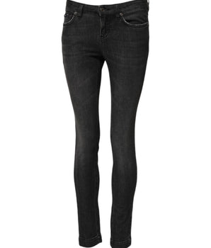 Dolce & Gabbana Black Cotton Low Waist Skinny Denim Jeans
