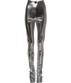 Dolce & Gabbana Metallic Silver Polyester Slim Fit Leggings Pants