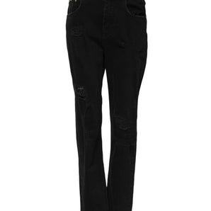 Dolce & Gabbana Black Boyfriend Cotton Flared Denim Jeans