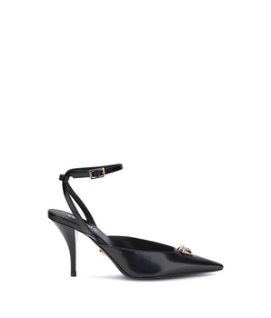 Versace Black Calf Leather Bos Taurus High Heel Pumps