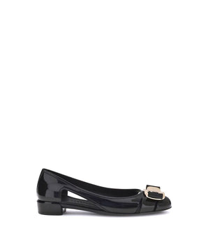 Ferragamo Black Rubber Ballet Flats