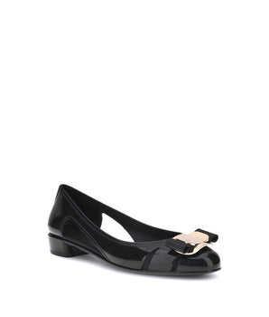 Ferragamo Black Rubber Ballet Flats