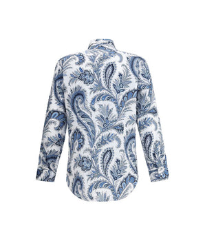 Etro Blue Cotton Pattern Shirt