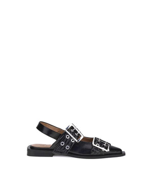 Ganni Black Recycled Polyester Ballet Flats