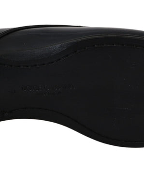 Dolce & Gabbana Elegant Dark Blue Leather Derby Dress Shoes Dolce & Gabbana 