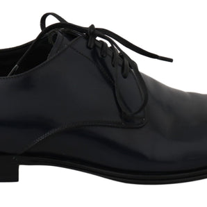 Dolce & Gabbana Elegant Dark Blue Leather Derby Dress Shoes Dolce & Gabbana 