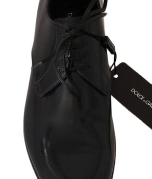 Dolce & Gabbana Elegant Dark Blue Leather Derby Shoes Dolce & Gabbana 