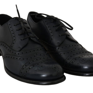 Dolce & Gabbana Elegant Blue Leather Wingtip Derby Shoes Dolce & Gabbana 