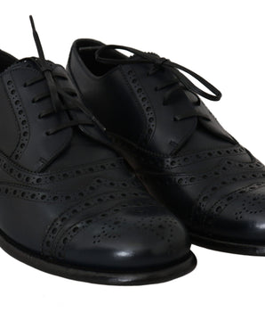 Dolce & Gabbana Elegant Blue Leather Wingtip Derby Shoes Dolce & Gabbana 
