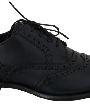 Dolce & Gabbana Elegant Blue Leather Wingtip Derby Shoes Dolce & Gabbana 