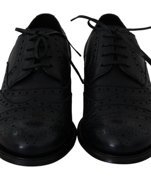 Dolce & Gabbana Elegant Dark Blue Wingtip Derby Dress Shoes Dolce & Gabbana 
