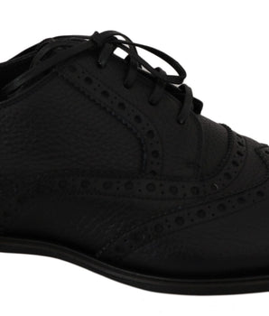 Dolce & Gabbana Elegant Dark Blue Wingtip Derby Dress Shoes Dolce & Gabbana 