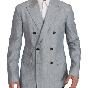 Dolce &amp; Gabbana Elegant Light Blue Double Breasted Blazer