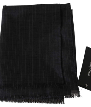 Dolce & Gabbana Elegant Gray Striped Wool Men's Scarf Dolce & Gabbana 