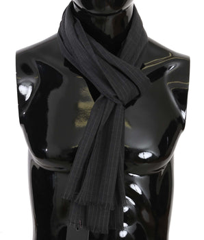Dolce & Gabbana Elegant Gray Striped Wool Men's Scarf Dolce & Gabbana 