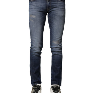 Dolce & Gabbana Blue Washed Cotton Slim Fit Men Denim Jeans
