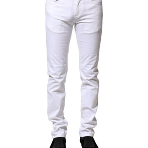 Dolce & Gabbana White Cotton Skinny Men Denim Jeans