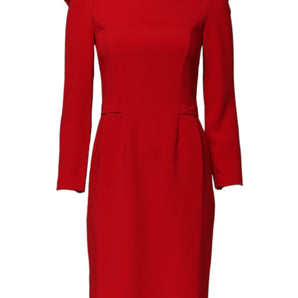 Armani Exchange Red Above Knee Long Sleeves Sheath Dress