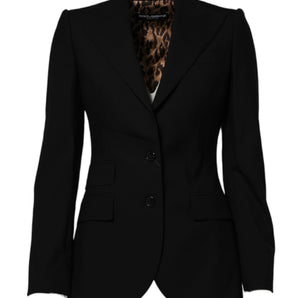 Dolce & Gabbana Black Wool Single Breasted Coat Jacket