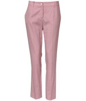 Dolce &amp; Gabbana Pink Wool Mid Waist Tapered Pants