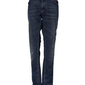 Dolce & Gabbana Blue Cotton Mid Waisted Straight Denim Jeans
