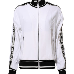 Dolce & Gabbana White Viscose Logo Women Full Zip Jacket