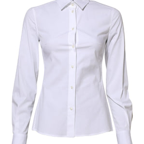 Dolce & Gabbana White Cotton Long Sleeves Collared Shirt Top