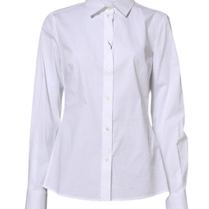 Dolce & Gabbana White Cotton Long Sleeves Collared Shirt Top