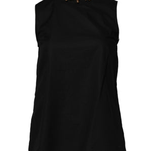 Boutique Moschino Black Cotton Sleeveless Women Tank T-shirt