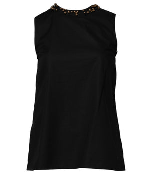 Boutique Moschino Black Cotton Sleeveless Women Tank T-shirt
