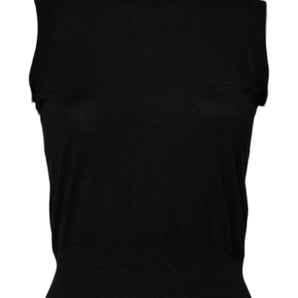 Dolce & Gabbana Black Cashmere Sleeveless Women Tank T-shirt
