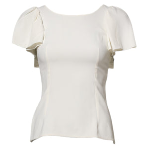 Dolce & Gabbana White Round Neck Short Sleeves Blouse Top