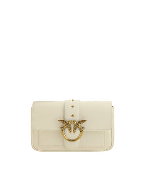 PINKO White Calf Leather Bos Taurus Shoulder Bag