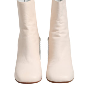 Maison Margiela White Calf Leather Can Heel Boots Shoes